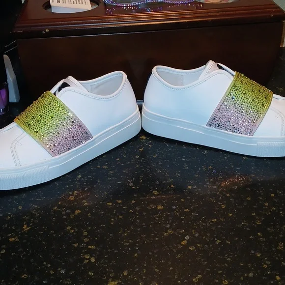 Women's White Sneakers with Multicolor Strap Karl Lagerfeld New - Picture 7 of 11